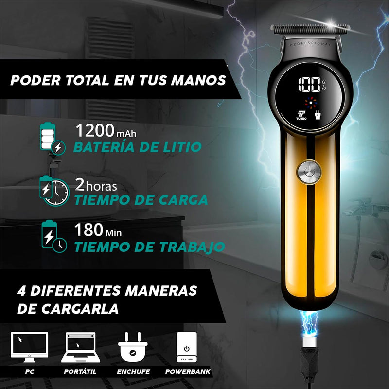 Máquina Motilar Profesional Barbería Inalámbrica Pantalla LED